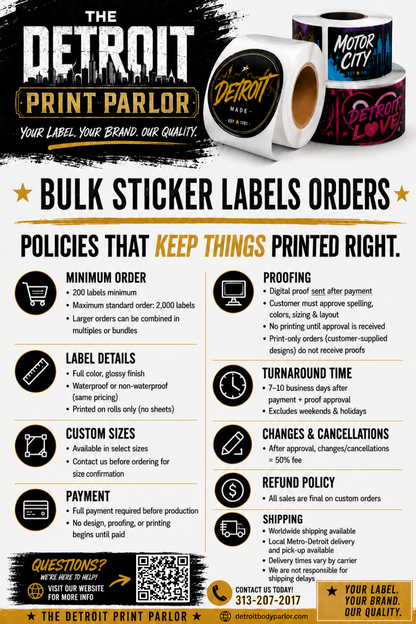 BULK CUSTOM STICKER LABEL ORDER